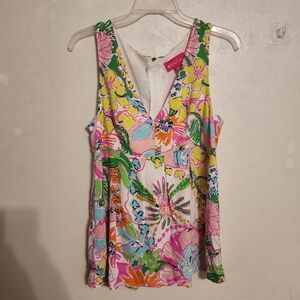 Lilly Pulitzer for Target Sleeveless Floral Tropical Print Blouse Size M